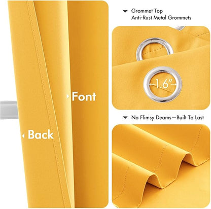 MIULEE Blackout Curtains for Bedroom 2 Panels 40 x 45 Inch Long Yellow | - Image 4