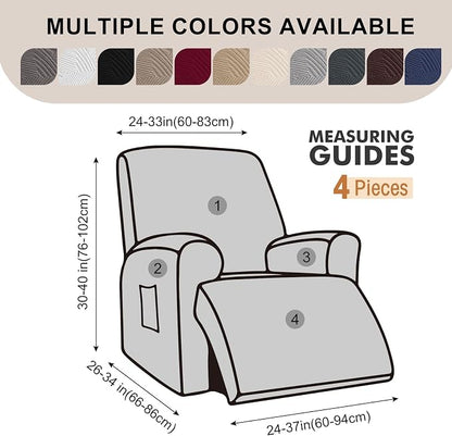 Recliner Chair Covers, 4-Piece Stretch Geometric Strokes Jacquard Reclining - Image 2