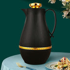 Insulated Thermal Coffee Carafe, 33 oz, Luxury Arabic-Style Insulated Carafe Flask,Coffee Tea Pot,with Spout and Glass Liner for Hot Cold Water,Housewarming Ornaments (Black)