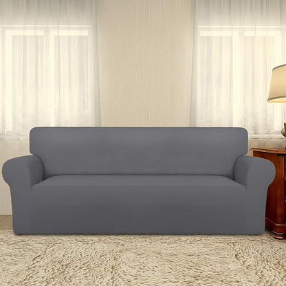 PureFit Stretch Oversized Couch Covers Fleece Sofa Slipcovers Gray | 1-Piece - Image 2