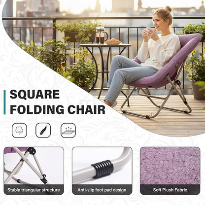 Tiita Comfy Folded Chair, Soft Faux Fur Oversized Folding Accent Chair - Image 4