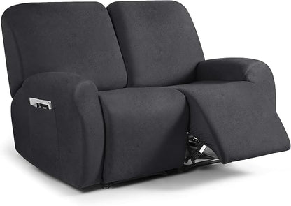 ANARACHON Leather Look Loveseat Recliner Cover, 6-Pieces Stretch Dual Recliner by ANARACHON