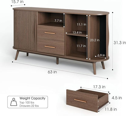 Jiansu furni, Walnut Mid-Century Modern Coffee Bar Station - Image 2