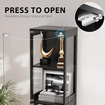Display Cabinet with Glass Doors, Display Case with Lights and Human Body Sensor - Image 5
