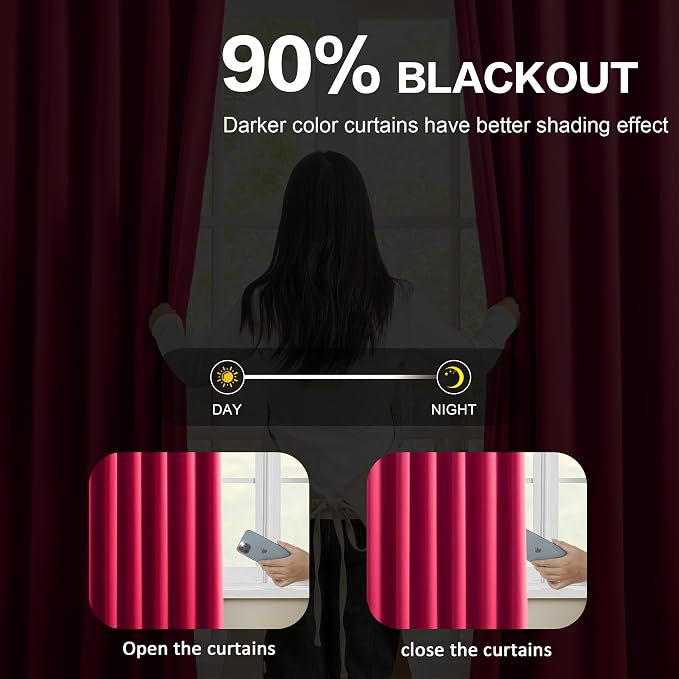 Hot Pink Drapes Room Darkening Curtains, Pinch Pleat - Image 3