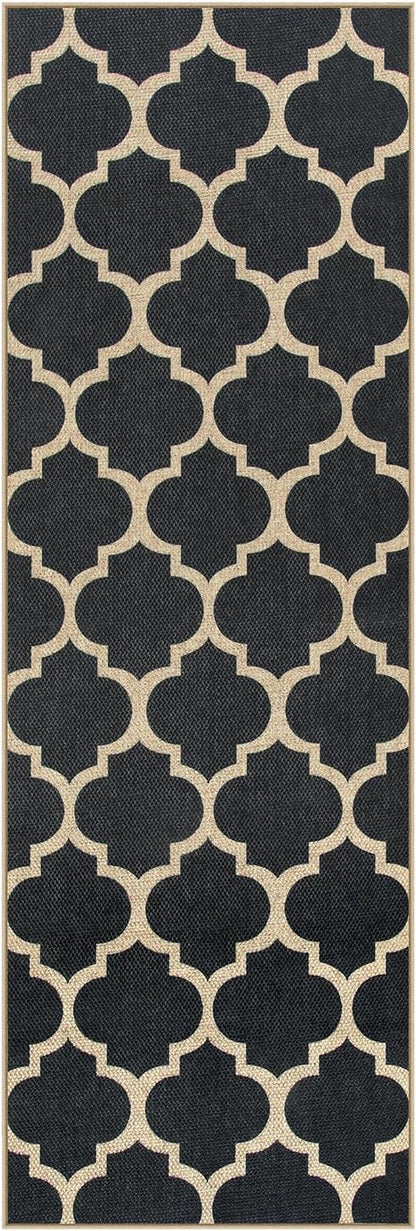 Lahome Moroccan Easy Jute Runner Rug 2x6, Geometric Trellis Woven Long Carpet - Image 2