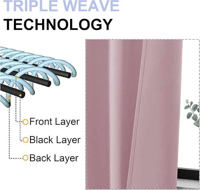 Simplebrand Ava Blush Short Blackout Curtains - Image 4