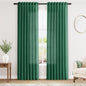 Dark Green Linen Curtains 84 Inch Length 2 Panels Set by Nanspring