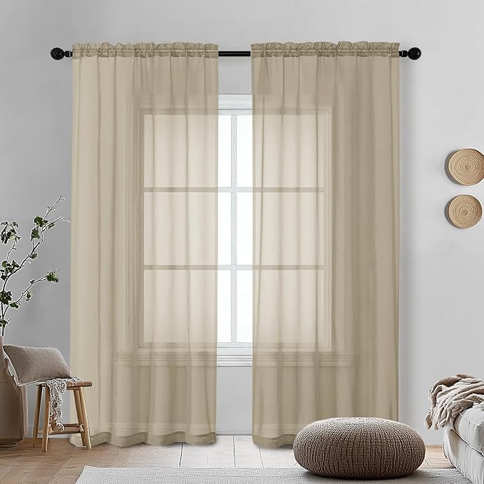 Tapue Sheer Curtains 78 Inches Long 2 Panels by OVZME