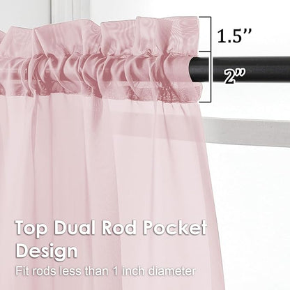 Blush Pink Sheer Curtains 120 Inches Long 2 Panels - Image 2