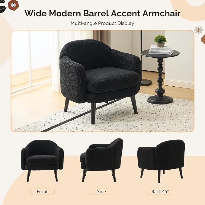 VINGLI 30.3" Wide Modern Barrel Accent Armchair - Image 6
