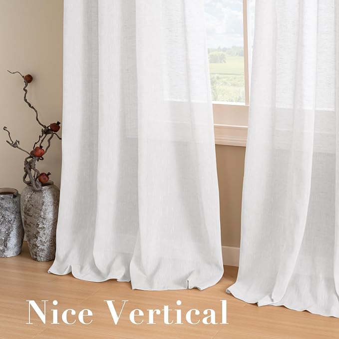 H.VERSAILTEX Linen Curtains Nickel Grommet Natural Linen Semi-Sheer Curtains 2 - Image 7