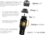 Coldest 40 oz Tumbler with Handle and Straw - 100% Leak Proof Insulated Tumbler with Lid and Straw (3 Lids) - Stainless Steel Tumblers for Women & Men - Cup Holder Friendly Base, 46 oz (Zen)