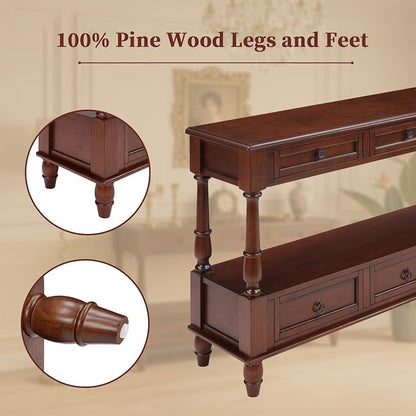 Vintage Solid Wood Console Table - Image 4
