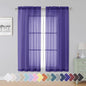 Simplebrand Purple Sheer Curtains 63 Inch Length 2 Panels, Rod Pocket Solid by Simplebrand