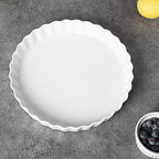 ONTUBE Pie Pans- 11 Inches Ceramic Quiche Pans, Round Pie Tins for Baking,Oven Saf (White,1 Pieces)