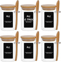 ComSaf Spice Jars with Spoon 8 oz 6Pack, Small Spice Containers Starter Set, Glass Seasoning Jars with Labels, Round Seasoning Containers for Salt, Pepper, Chili Powder, Sugar, Loose Tea Storage