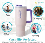 40 oz Tumbler with Handle and Straw | Leak Proof Insulated Stainless Steel Water Bottle Travel Mug Fits in Cup Holder | Keeps Cold Hot | Gifts for Women Men Him Her (Pink, 40 oz)