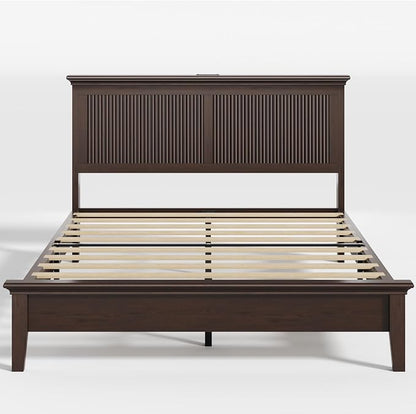 Lifezone Wood Queen Bed, Solid Wood Bed - Image 4