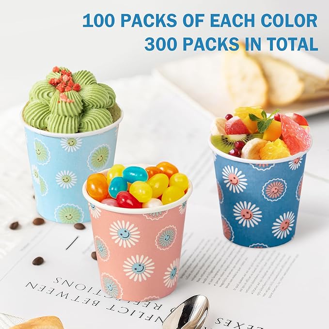 1200 Pack 3 oz Paper Cups, Disposable Bathroom Cups, Mini Mouthwash Cups, Small Cup 3 Ounce for Bathroom, Party, Picnic, BBQ, Travel(Daisy)