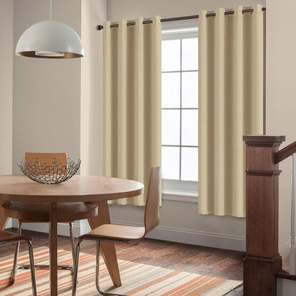 Yakamok Room Darkening Curtains 52x72 inch Length Beige-Living Room | 2 panels - Image 2