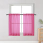 Short Hot Pink Sheer Curtains 36 Inch Length 2 Panels Set, Kitchen Tiers by OWENIE