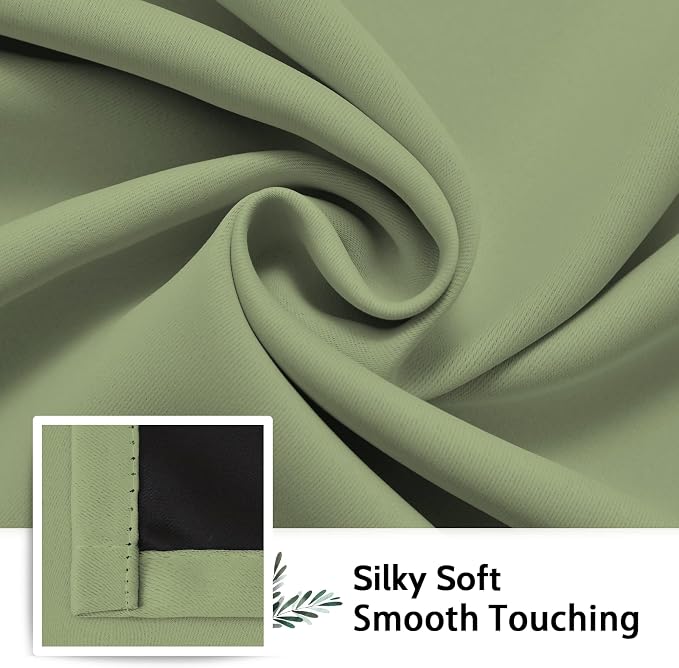 SimpleHome Sage 100% Blackout Curtains Room Darkening Living Room 36 Inch | - Image 7