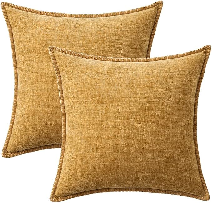 MIULEE Decorative Euro Sham Pillow Covers 24x24 Inch Gold 2 Pack | Mustard - Image 8