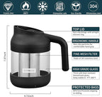 Cold Brew Coffee Maker Stainless Steel Strainer Large,Durable Iced Coffee Maker Cold Brew Pitcher,Dishwasher Safe 38 Oz Iced Tea Maker