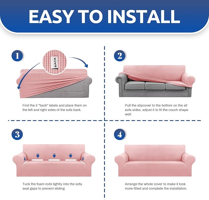 Stretch Oversized Couch Covers for Sofa Slipcover, Dusty Pink | 1-Piece - Image 5