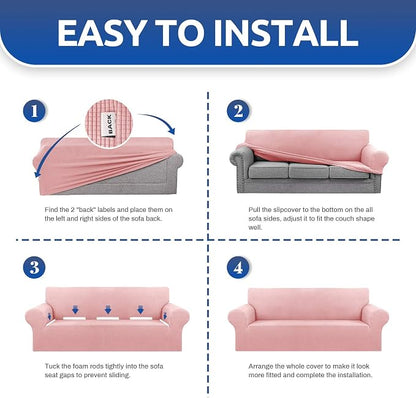Stretch Oversized Couch Covers for Sofa Slipcover, Dusty Pink | 1-Piece - Image 5