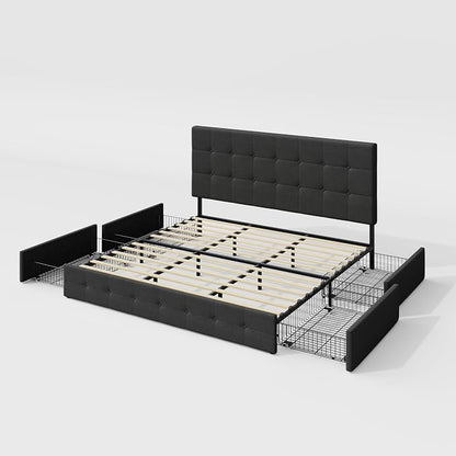 Allewie Upholstered King Size Platform Bed Frame - Image 9