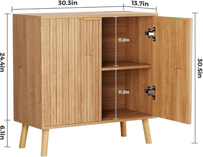 Fluted Storage Cabinet, Buffet Cabinet Sideboard, Modern Accent Cabinet Console - Image 2