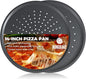 HONGBAKE 14.8 Inch Pizza Pan with Holes, 2 Pack Non-Stick Pizza Pan for Oven, Carbon Steel Perforated Pizza Tray, Crispy Pizza Set, Round Baking Sheet for Frozen & Homemade Pizza, Grey