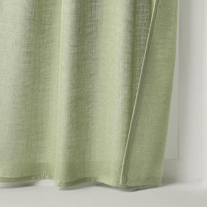 MIULEE Sage Green Kitchen Curtain 36 Inch Length 2 Panels Farmhouse | Textured - Image 7