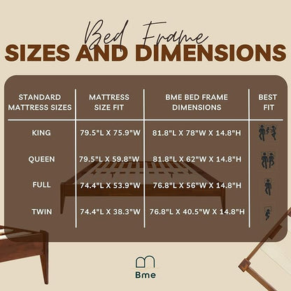 Bme Dinkee King Size Bed Frame, 15 Inch High Platform, Modern Minimalist Style - Image 11