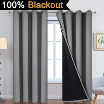 Yakamok Grey Blackout Curtains 96 Inches Long - Image 2