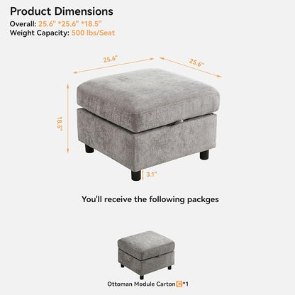 WUTUTUEE 25”Square Storage Ottoman Module - Image 2