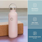 Lifefactory 24-Ounce Stainless Steel Vacuum-Insulated Sport Bottle, Desert Rose