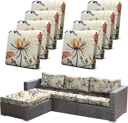 CALBODE 8PACK Outdoor Sofa Seat Cushion Covers, Floral Printed Stretch by CALBODE