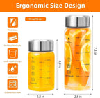 Glass Juice Bottles 4 Pack 16 oz - Wide Mouth Glass Water Bottles with Lids - for Juicing, Smoothies, Milk, Protein, BPA Free, Reusable, Stainless Steel Lids, Leak Proof, Shaker bottle [16oz/500ml]
