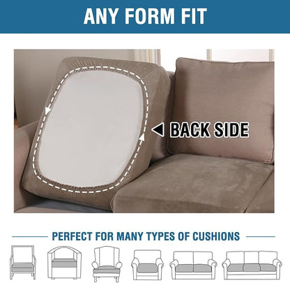 H.VERSAILTEX Velvet Stretch Couch Cushion Cover Plush Cushion Slipcover - Image 5