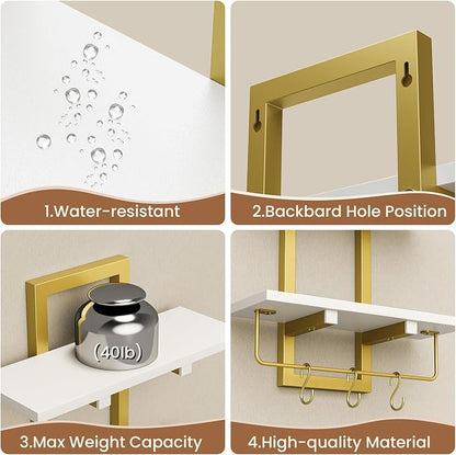 Creso hom Floating Shelves, Hanging Bathroom Shelves 2-Tier, Wall Mounted - Image 5