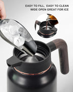 Carafes for Hot Liquids 70 oz - 12 Hour Stainless Steel Thermal Coffee Carafe-Insulated Coffee Carafes For Keeping Hot/Cold Coffee, Tea, Water, Drink Dispenser for Parties(2 Black)