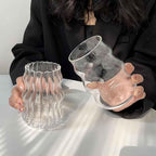 2 PCS Ribbed Cute Glass Cups,18 Oz Iced Coffee Glasses with Lids and Straws Iced Coffee Cups Glass