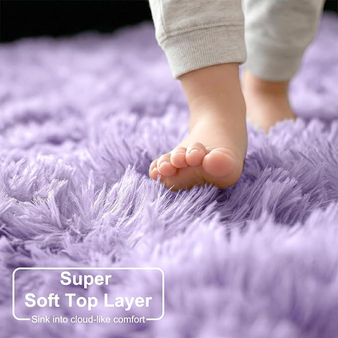 Amdrebio Light Purple Lavender Small Round Rug 3Ft - Image 5