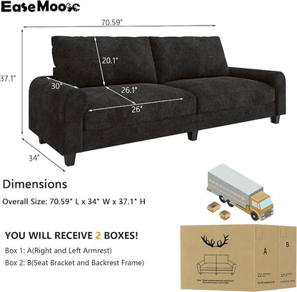 EASE MOOSE 70.6" Modern Deep Seat Loveseat Couch, Soft Chenille Sofa - Image 2