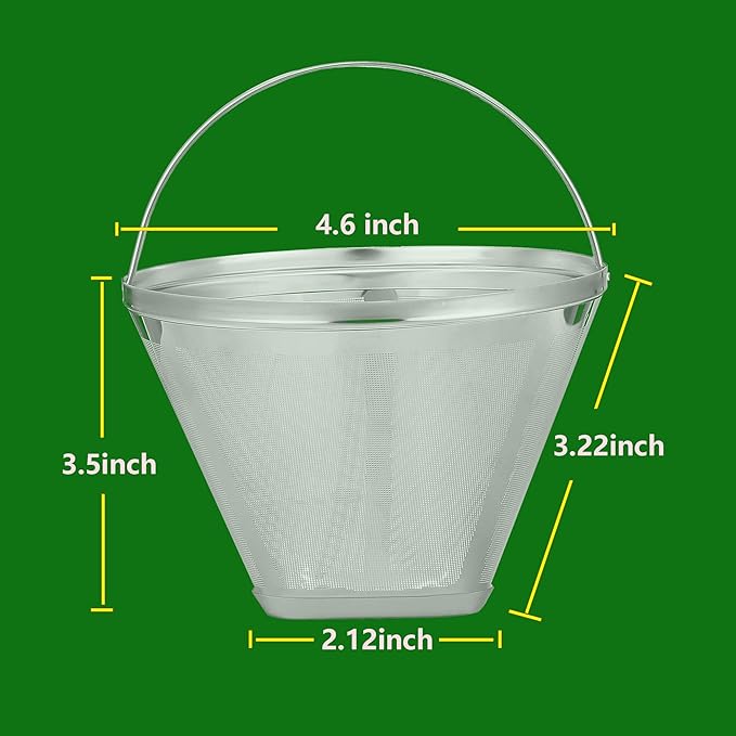 Reusable #4 Cone Coffee Filters for Ninja Dual Brew Pro Coffee Makers,Compatible with Ninja CFP301 CFP201,8-12 Cup Stainless Steel Basket