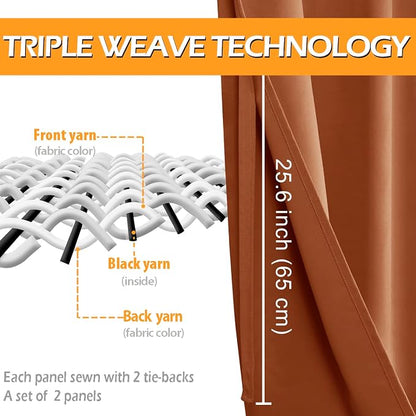 Fall Blackout Curtains for Bedroom, 52 x 63 Inches, Burnt Ochre | Thermal - Image 3