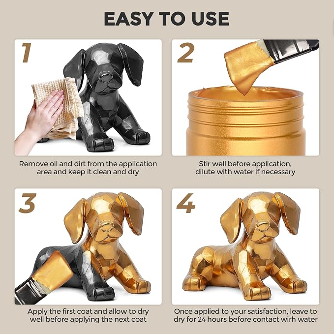 Nicpro Acrylic Paint Metallic Gold, 33.8oz/1000ml Large Gold Leaf Paint - Image 8